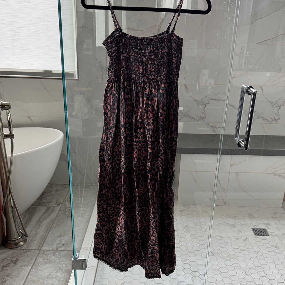 Solid & Striped Convertible Leopard Print Midi Dr… - image 1